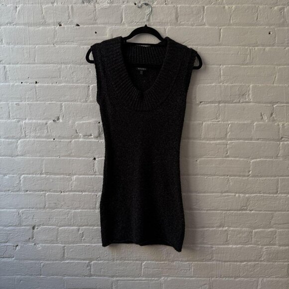 Le Chateau Charcoal Ribbed Knit Sweater Dress Sleeveless Fitted Minimalist - Picture 6 of 8
